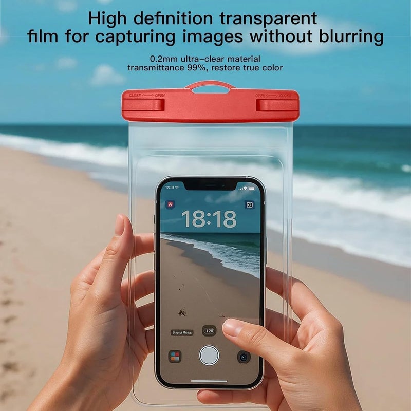 Criyar 1/2 Pack Waterproof Phone Pouch Compatible with iPhone 17 16 15 Pro Max & Galaxy S24+/S23 7in Waterproof Phone Case with Lanyard, IPX8 Beach Travel Must Haves, Beach Essentials, Red, 1 Pack - Image 2